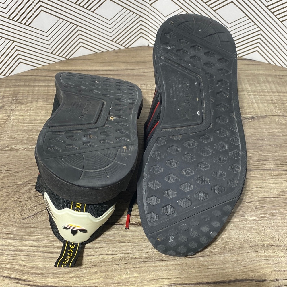 Adidas Men's NMD R1 Black Sneakers with Red Stripes - Picture 9 of 11